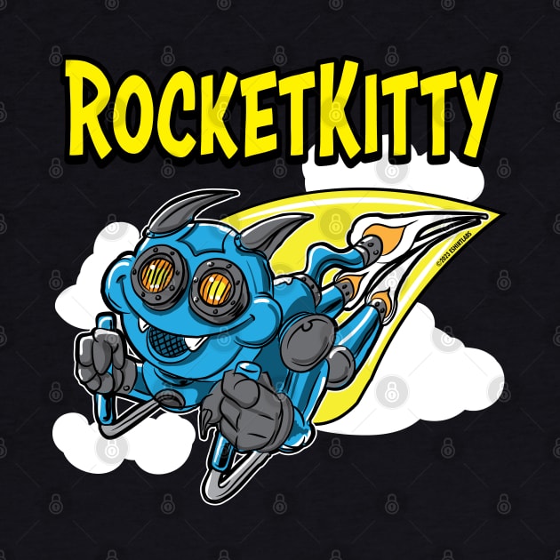 Rocket Kitty rocketing throught the sky by eShirtLabs